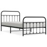 Cadre de lit métal sans matelas avec pied de lit noir 107x203cm 