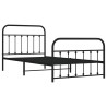 Cadre de lit métal sans matelas avec pied de lit noir 107x203cm 