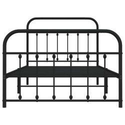 Cadre de lit métal sans matelas avec pied de lit noir 107x203cm 