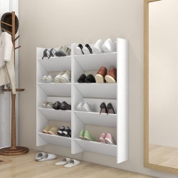 Armoires à chaussures murales 4 pcs blanc bois d'ingénierie 