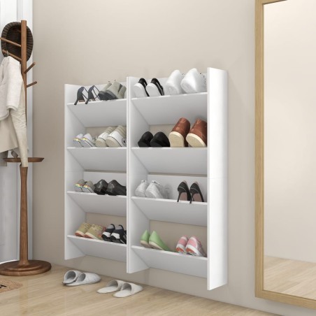 Armoires à chaussures murales 4 pcs blanc bois d'ingénierie 
