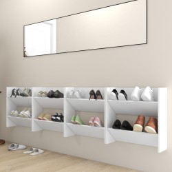 Armoires à chaussures murales 4 pcs blanc bois d'ingénierie 