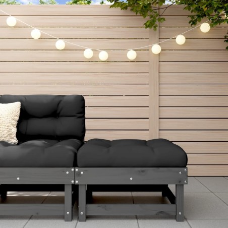 Repose-pied de jardin gris bois de pin massif 