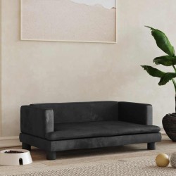 Lit pour chien noir 80x45x30 cm velours 