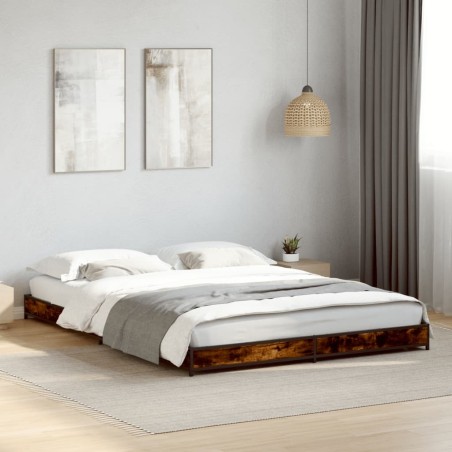 Cadre de lit sans matelas chêne fumé 150x200 cm 
