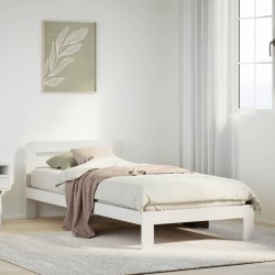 Cadre de lit sans matelas blanc 90x190 cm bois de pin massif 