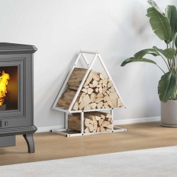 Portant de bois chauffage blanc 50x25x60 cm 