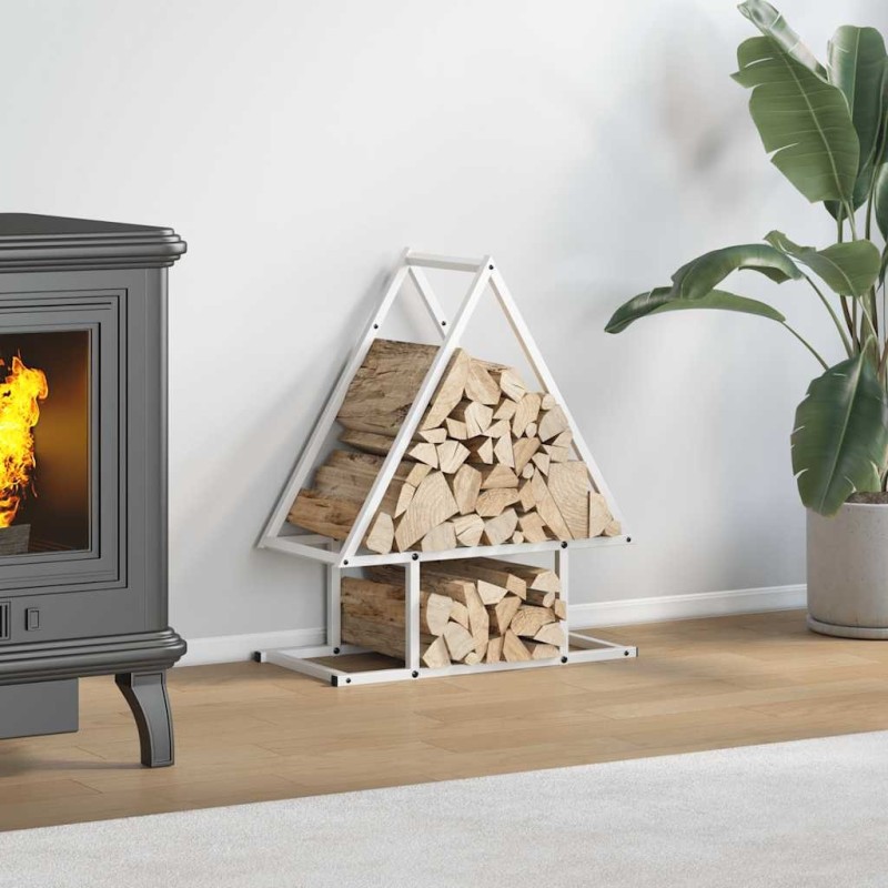 Portant de bois chauffage blanc 50x25x60 cm 