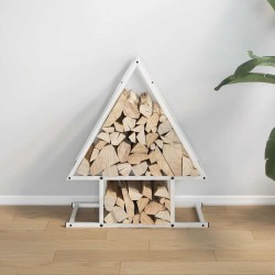 Portant de bois chauffage blanc 50x25x60 cm 