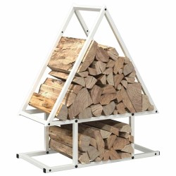 Portant de bois chauffage blanc 50x25x60 cm 
