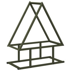 Portant de bois chauffage vert olive 50x25x60 cm 
