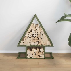 Portant de bois chauffage vert olive 50x25x60 cm 