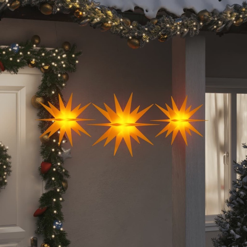 Lumières de Noël avec LED 3 pcs pliable jaune 
