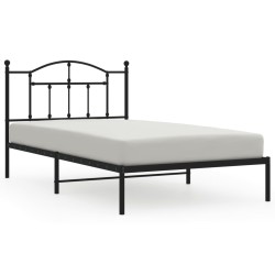 Cadre de lit métal sans matelas avec tête de lit noir 107x203cm 
