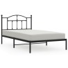 Cadre de lit métal sans matelas avec tête de lit noir 107x203cm 