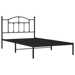 Cadre de lit métal sans matelas avec tête de lit noir 107x203cm 