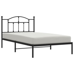 Cadre de lit métal sans matelas avec tête de lit noir 107x203cm 