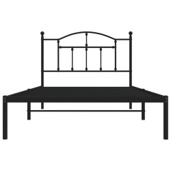 Cadre de lit métal sans matelas avec tête de lit noir 107x203cm 