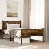 Cadre de lit en métal sans matelas chêne fumé 100x190 cm 