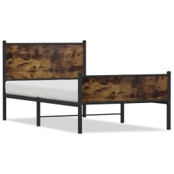 Cadre de lit en métal sans matelas chêne fumé 100x190 cm 