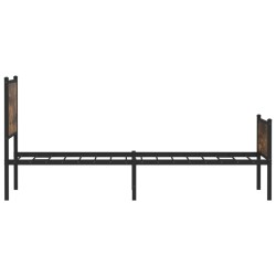 Cadre de lit en métal sans matelas chêne fumé 100x190 cm 
