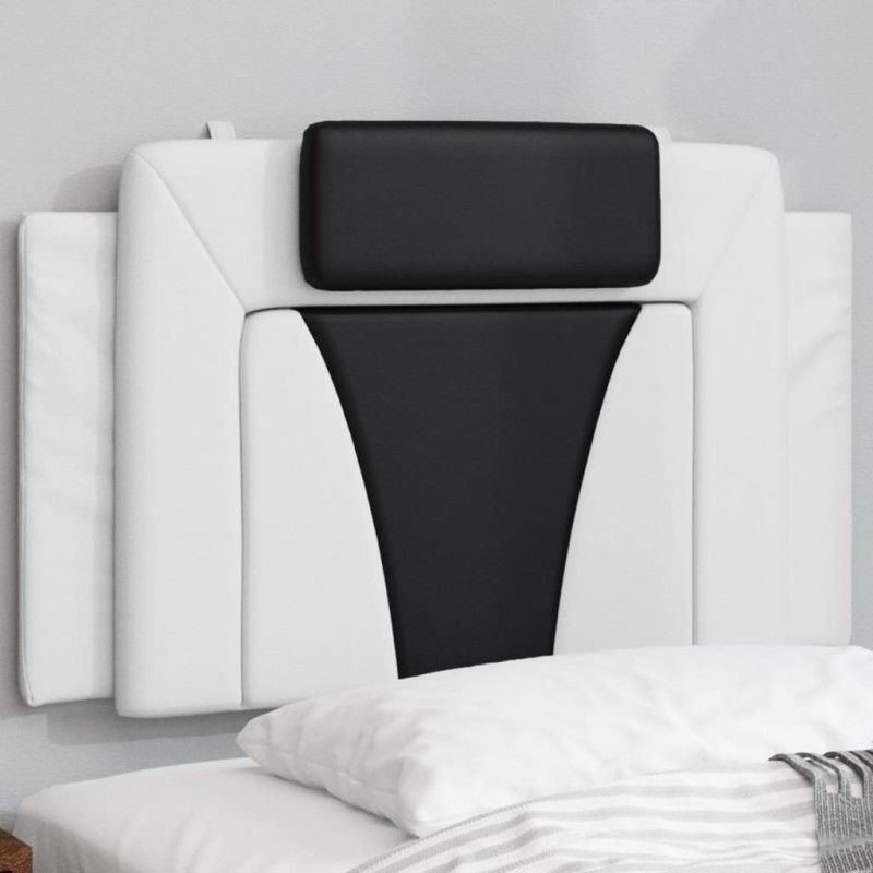 Coussin de tête de lit noir et blanc 80 cm similicuir 
