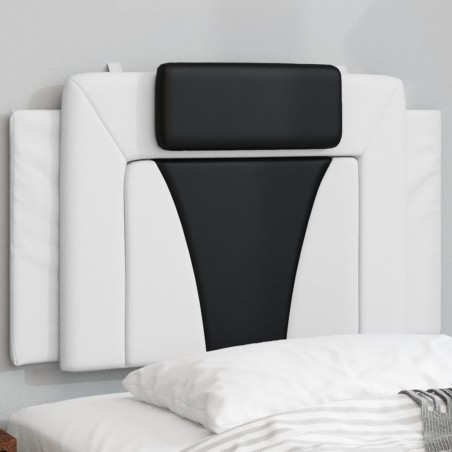 Coussin de tête de lit noir et blanc 80 cm similicuir 