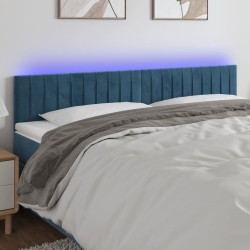 Tête de lit à LED Bleu foncé 160x5x78/88 cm Velours 