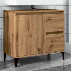 Armoire lavabo chêne artisanal 65x33x60 cm bois d'ingénierie 