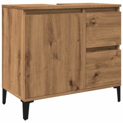 Armoire lavabo chêne artisanal 65x33x60 cm bois d'ingénierie 