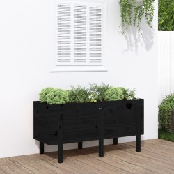 Lit surélevé de jardin noir 121x50x57 cm bois de pin massif 