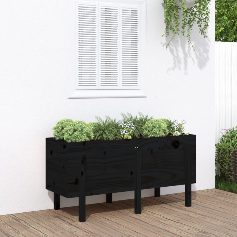 Lit surélevé de jardin noir 121x50x57 cm bois de pin massif Lit surélevé de jardin noir 121x50x57 cm bois de pin massif