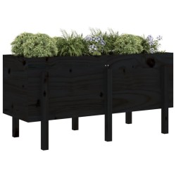 Lit surélevé de jardin noir 121x50x57 cm bois de pin massif 