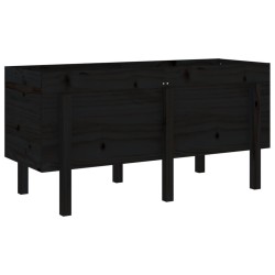Lit surélevé de jardin noir 121x50x57 cm bois de pin massif 