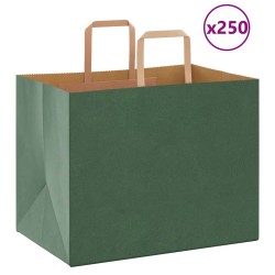 Sacs en papier 250 pcs avec poignées vert 32x22x24 cm 