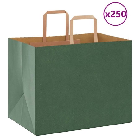 Sacs en papier 250 pcs avec poignées vert 32x22x24 cm 