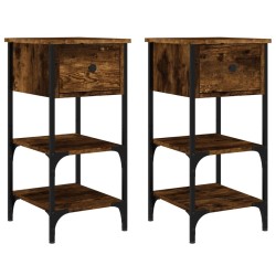 Tables de chevet 2 pcs chêne fumé 34x36x70 cm bois d'ingénierie 