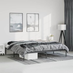 Cadre de lit métal sans matelas noir 193x203 cm 
