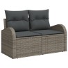 Set de canapés de jardin 6 pièces avec coussins gris en rotin synthétique, Canapé de jardin 2 places avec rangement et coussins 