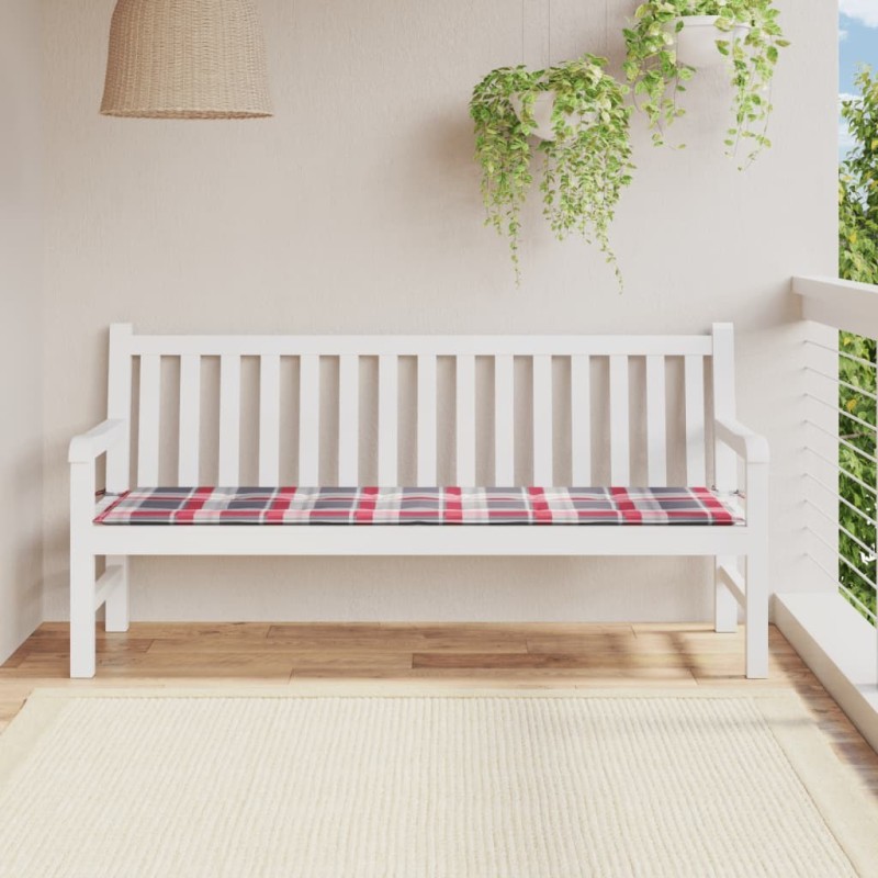 Coussin de banc de jardin motif à carreaux rouges 180x50x3 cm 
