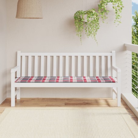 Coussin de banc de jardin motif à carreaux rouges 180x50x3 cm 