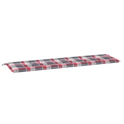 Coussin de banc de jardin motif à carreaux rouges 180x50x3 cm 