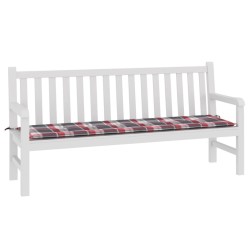 Coussin de banc de jardin motif à carreaux rouges 180x50x3 cm 