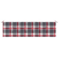 Coussin de banc de jardin motif à carreaux rouges 180x50x3 cm 