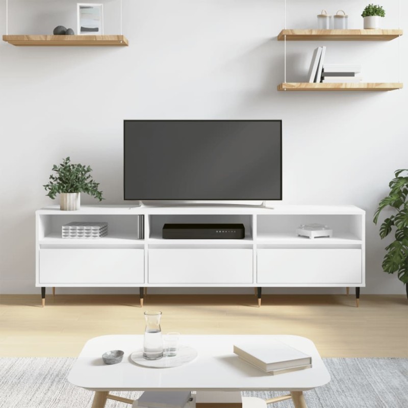 Meuble TV blanc 150x30x44,5 cm bois d'ingénierie Meuble TV blanc 150x30x44,5 cm bois d'ingénierie