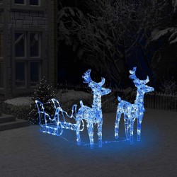 Décoration de Noël Rennes et traîneau 160 LED 130 cm Acrylique 