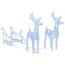 Décoration de Noël Rennes et traîneau 160 LED 130 cm Acrylique 