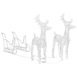 Décoration de Noël Rennes et traîneau 160 LED 130 cm Acrylique 