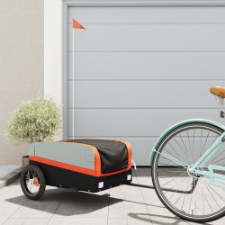 Remorque de vélo noir et orange 30 kg fer 