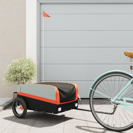 Remorque de vélo noir et orange 30 kg fer 